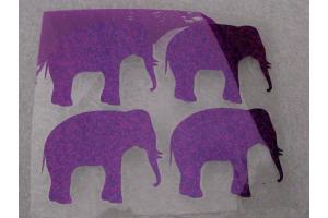 4 Bügelpailletten Elefanten hologramm lila